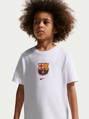 Nike White Youth FC Barcelona Crest T-Shirt - Image 3 of 5