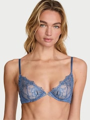 Victoria's Secret Denim Blue Rose Unlined Demi Lace Bra - Image 1 of 3