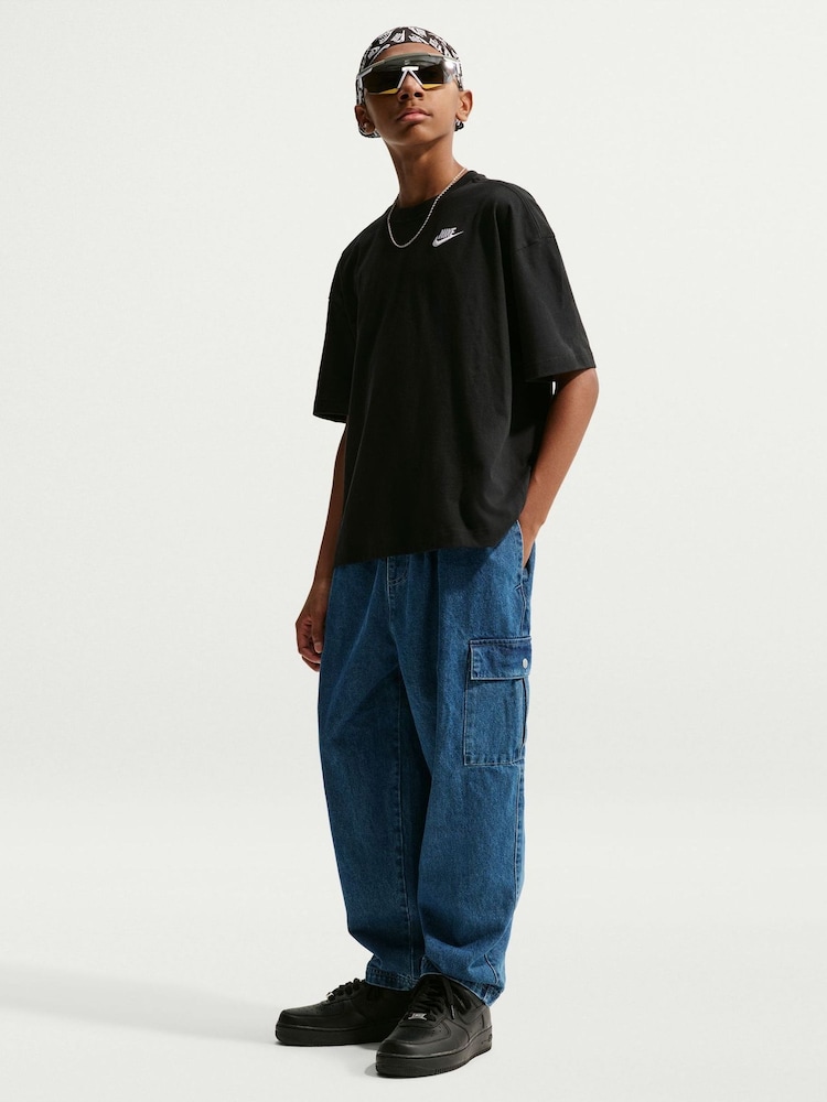 Nike Black Oversized Futura T-Shirt - Image 1 of 5 Nike Black Oversized Futura T-Shirt - Image 1 of 5