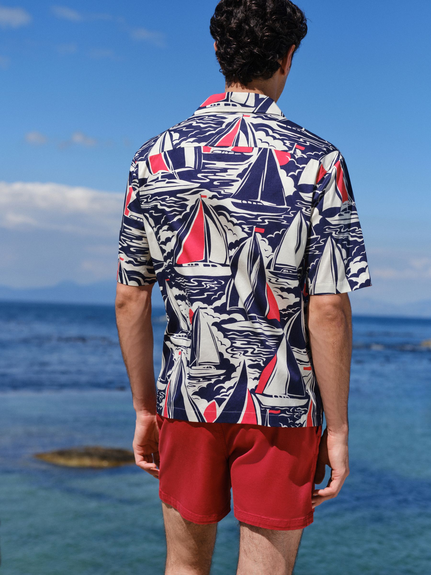 Buy Navy Boat Relaxed Fit Print Short Sleeve Shirt from Next USA