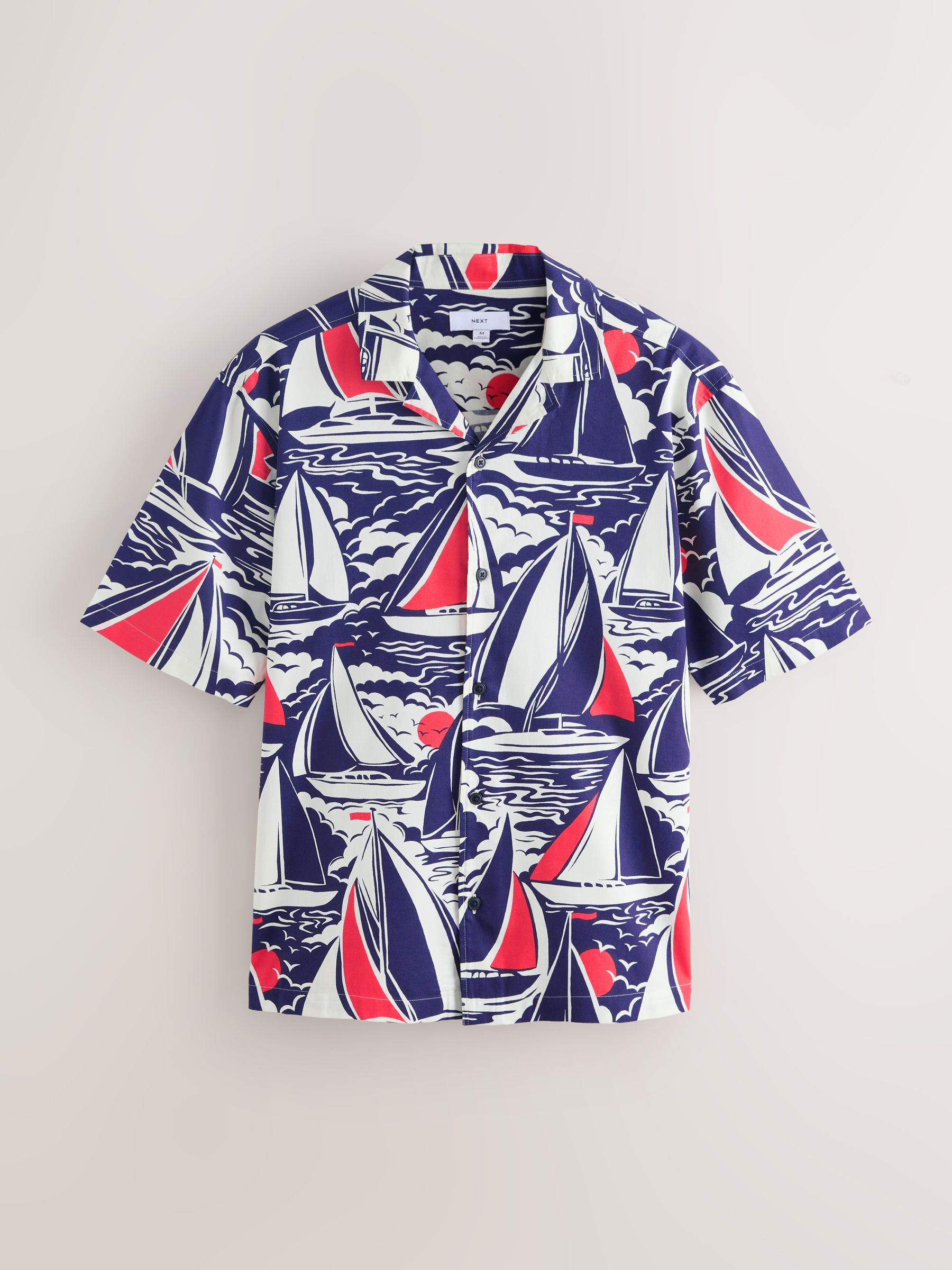 Buy Navy Boat Relaxed Fit Print Short Sleeve Shirt from Next USA