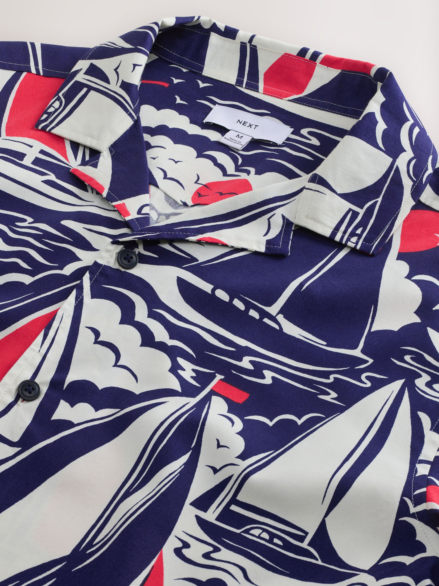 Buy Navy Boat Relaxed Fit Print Short Sleeve Shirt from Next USA