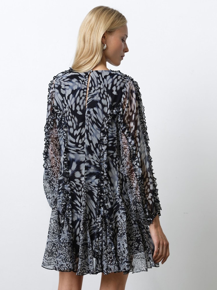 French Connection Grey Emina Chiffon Allegra Dress - Image 2 of 5 French Connection Grey Emina Chiffon Allegra Dress - Image 2 of 5