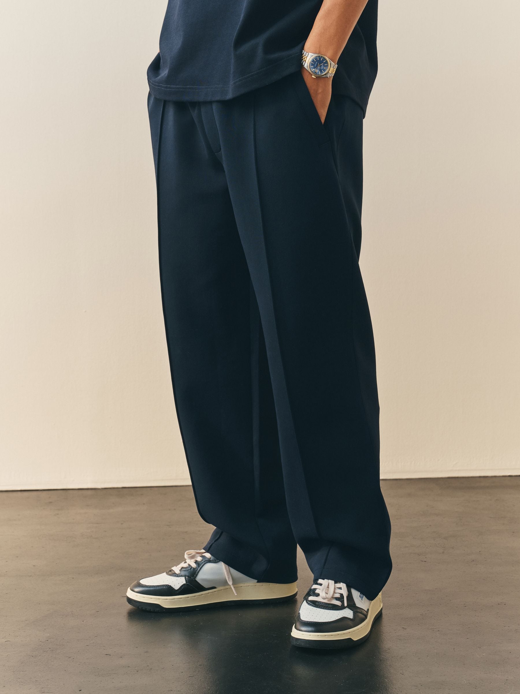 Buy Nothing Ordinary Navy Premium Cotton Rich Pintuck Joggers from