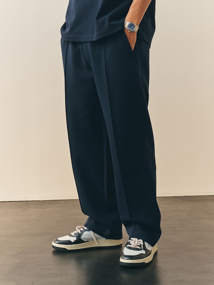 Nothing Ordinary Navy Compact Fabric Pintuck Joggers - Image 1 of 6