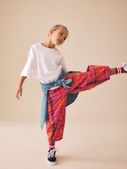 Ružičasto/narandžasto karo - Pullon Barrel pantalone (3-16god.) - Slika 1 od 9