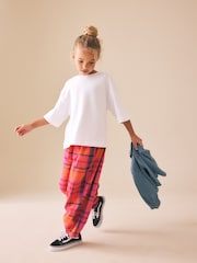 Ružičasto/narandžasto karo - Pullon Barrel pantalone (3-16god.) - Slika 2 od 9