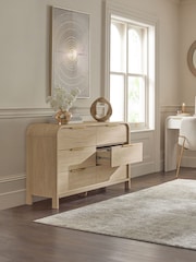 Mid Natural Mia Oak Effect 6 Drawer Wide Chest of Drawers - Image 2 of 10