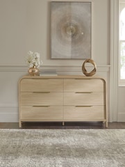 Mid Natural Mia Oak Effect 6 Drawer Wide Chest of Drawers - Image 4 of 10