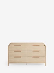 Mid Natural Mia Oak Effect 6 Drawer Wide Chest of Drawers - Image 5 of 10