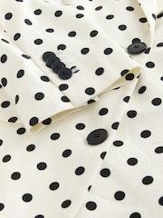 Monochrome Polka Dot Single Breasted Blazer with Linen - Image 8 of 8