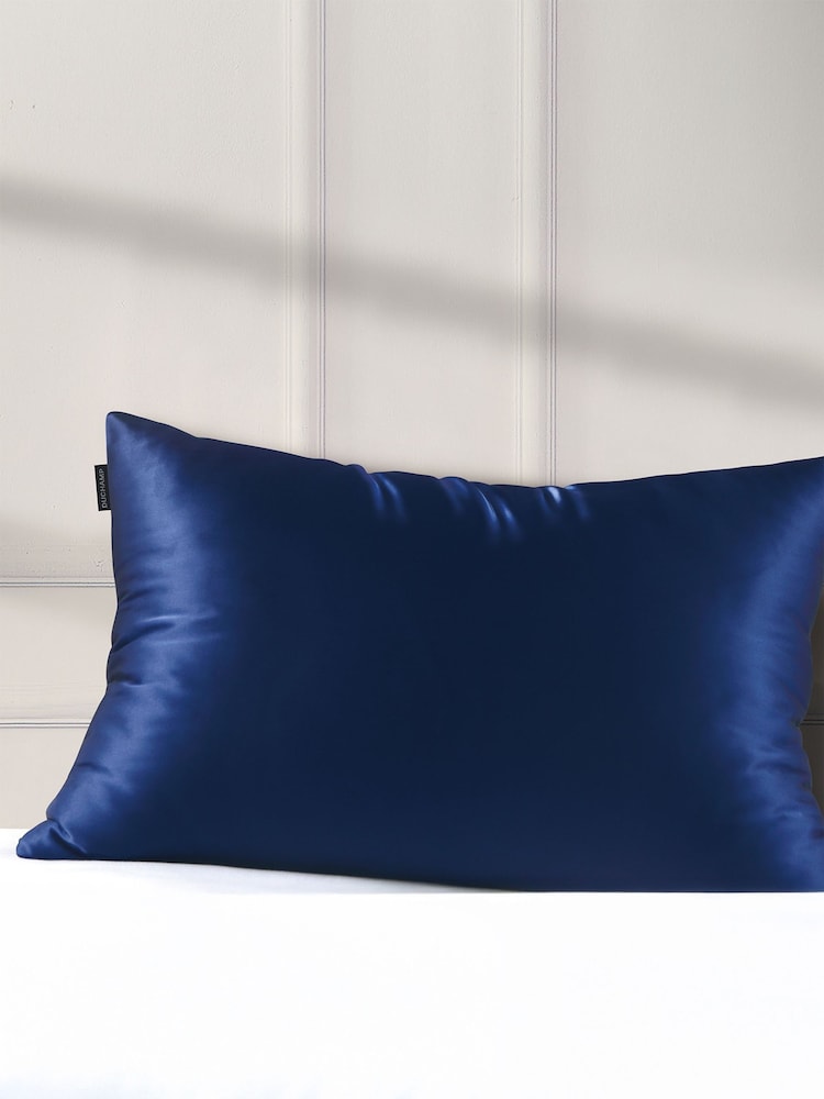 Duchamp Twilight Blue Luxury Mulberry Silk Pillowcase - Image 1 of 2 Duchamp Twilight Blue Luxury Mulberry Silk Pillowcase - Image 1 of 2
