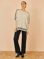 Yumi Cream Leopard Pring Border Relaxed Fit Jumper - Image 3 of 4