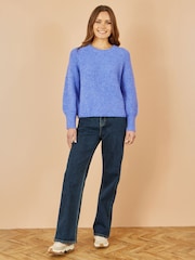 Yumi Blue Knitted Relax Fit Jumper - Image 3 of 4