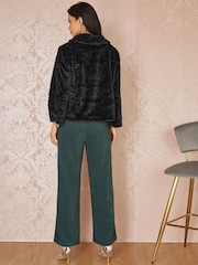 Yumi Black Faux Fur Short Jacket - Image 3 of 5