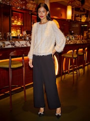 Creme - Yumi Hanging Sequin Long Sleeve Top - Bild 5 von 5