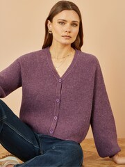 Yumi Purple Marl Knit Cardigan - Image 4 of 5