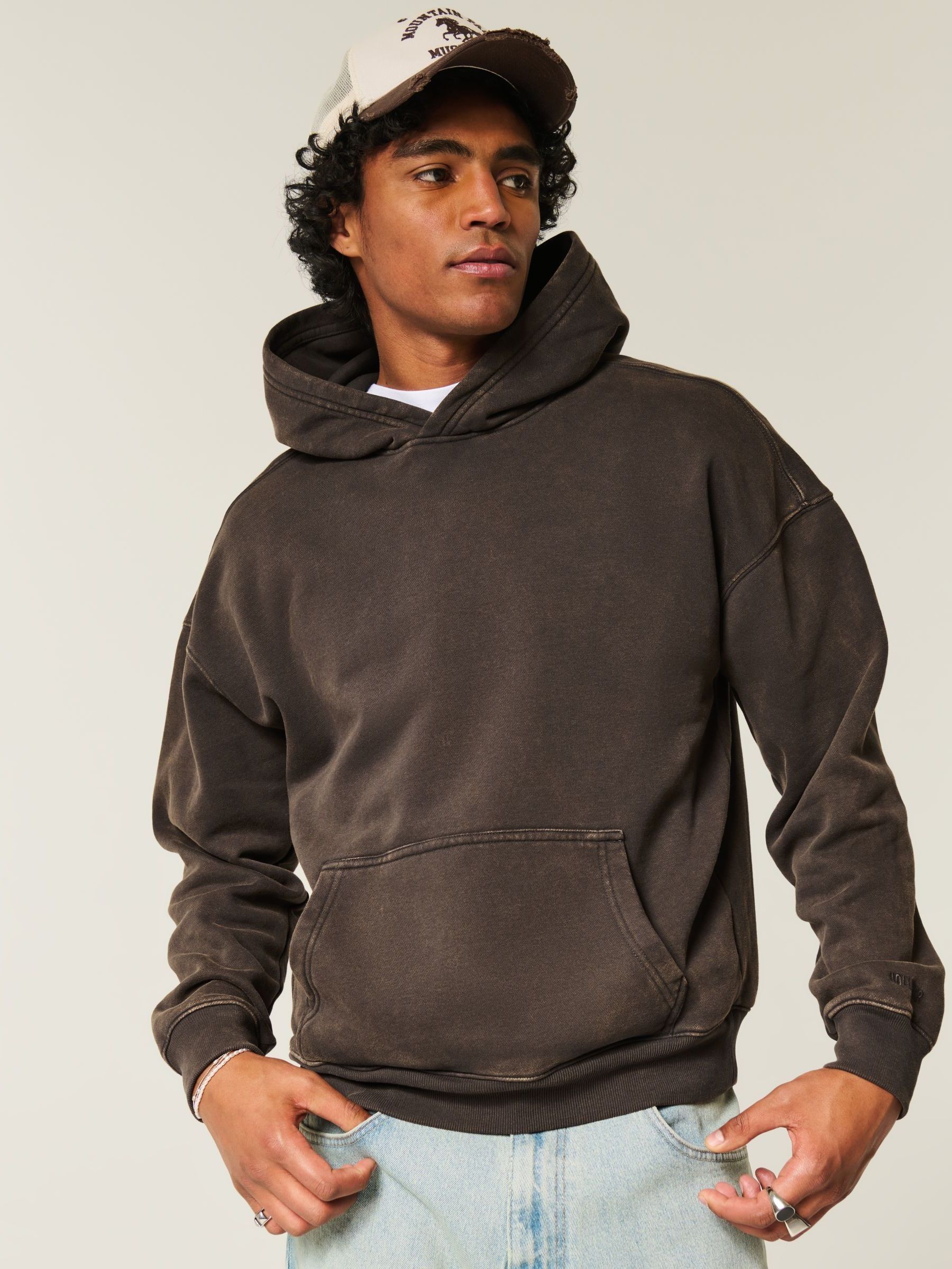 HOLLISTER ボアパーカー ブラウン サイズS HR0812 Hollister Faux Fur