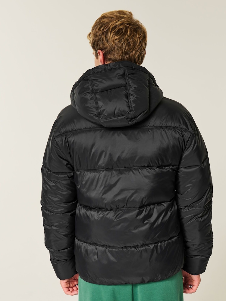 Hollister Lightweight Puffer Black Coat - Image 2 of 4
