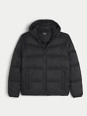 Hollister Lightweight Puffer Black Coat - Image 3 of 4