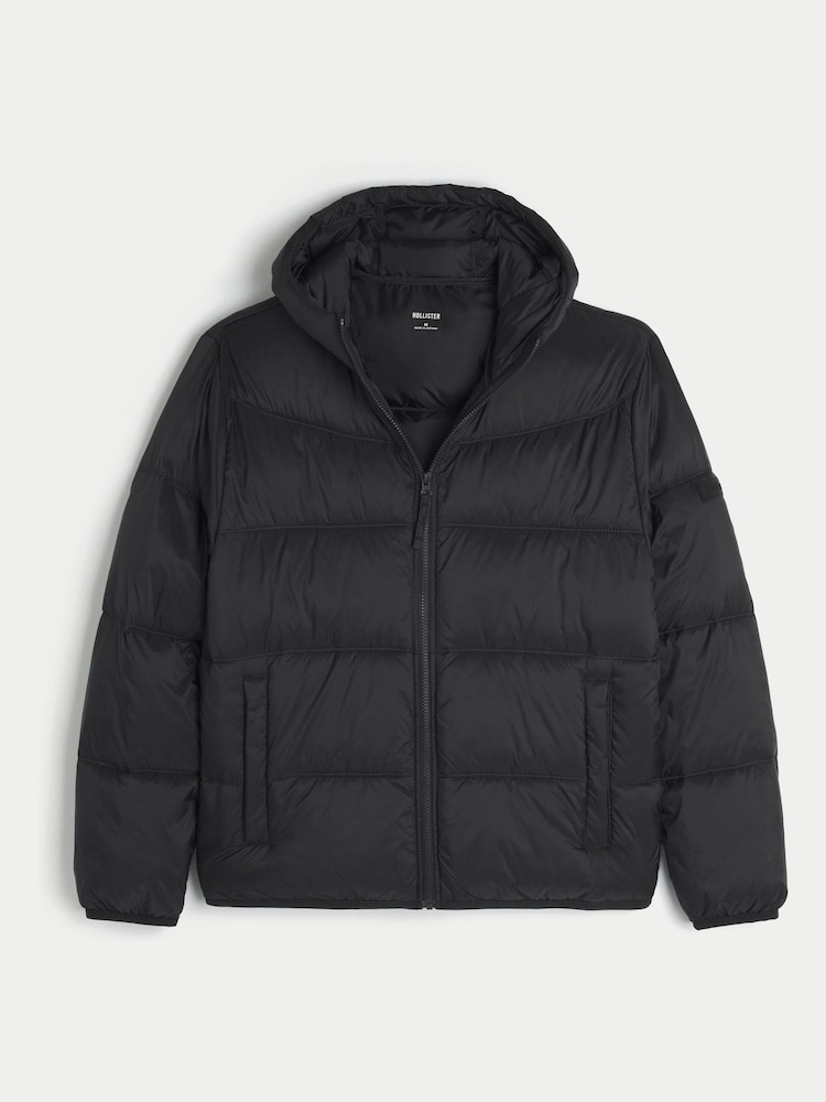 Buy Hollister Black Lightweight Puffer Coat from Next USA