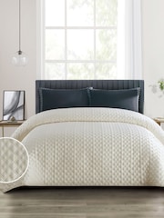 Duchamp Bright White Premium Satin Geo Dutch Velvet Bedspread - Image 1 of 2