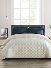 Duchamp Bright White Premium Satin Geo Dutch Velvet Bedspread - Image 2 of 2