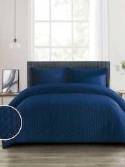 Duchamp Twilight Blue Premium Satin Geo Dutch Velvet Bedspread - Image 1 of 4
