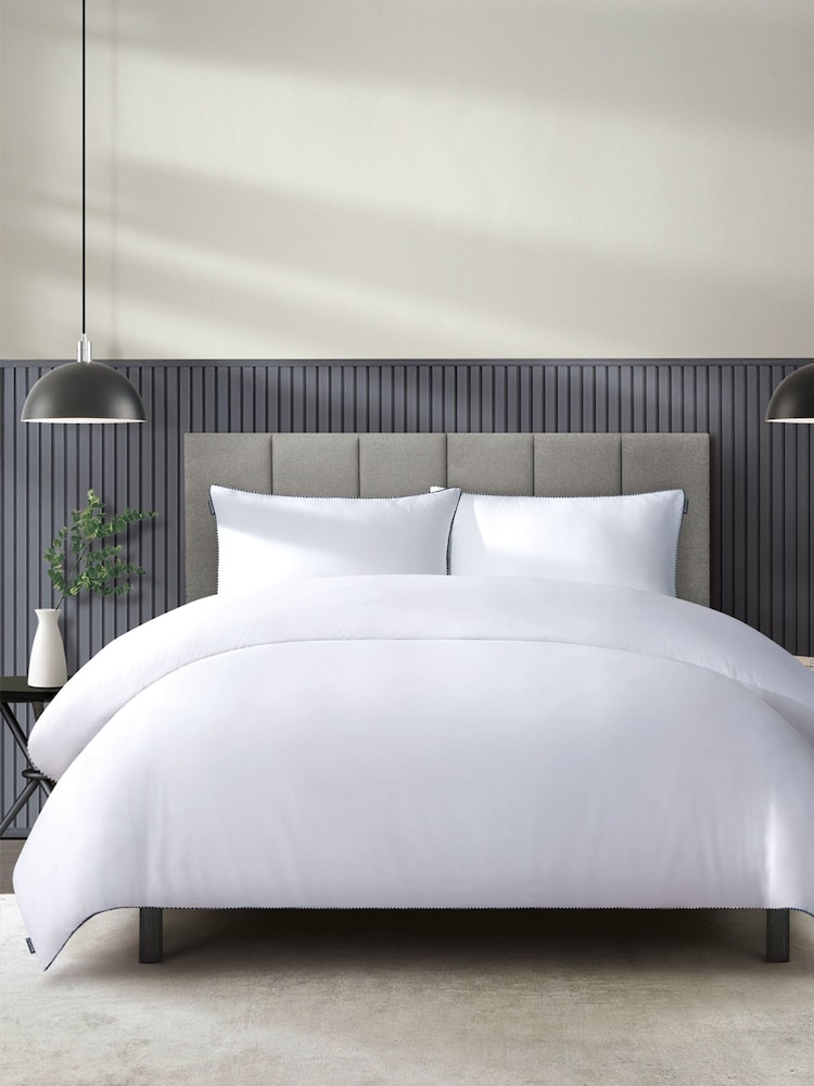 Duchamp Bright White Premium Cotton Sateen Piped Edge Duvet Set - Image 1 of 2 Duchamp Bright White Premium Cotton Sateen Piped Edge Duvet Set - Image 1 of 2