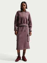 Nike Brown Sportswear Phoenix Fleece 1/4-Zip Cropped Sweatshirt - Image 1 of 5