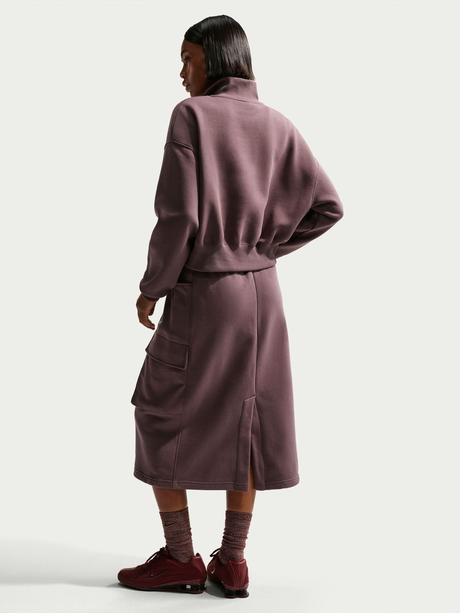 ph Buy Nike Brown Sportswear Phoenix Fleece Quarter Zip Cropped