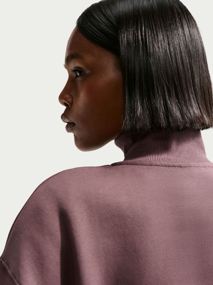 Nike Brown Sportswear Phoenix Fleece 1/4-Zip Cropped Sweatshirt - Image 5 of 5