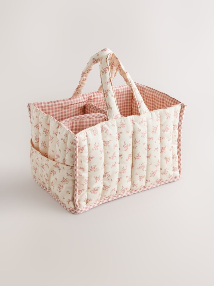 Pink Ditsy Floral Baby Nappy Caddy - Image 1 of 6