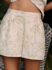 B by Ted Baker Cream Embroidery Cotton Beach Shorts - Image 2 of 4