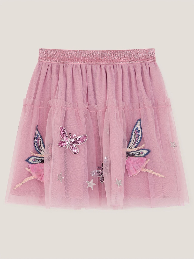 Monsoon Pink Butterfly Fairy Mesh Skirt - Image 1 of 3