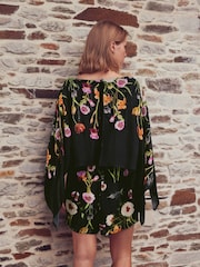 B by Ted Baker Beaded Beach Black Floral Playsuit - Image 3 of 6