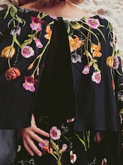 B by Ted Baker Beaded Beach Black Floral Playsuit - Image 4 of 6