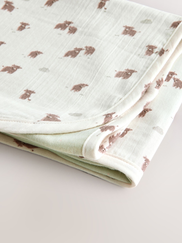 Neutral Hamish Cotton Baby Muslin Blanket - Image 2 of 7