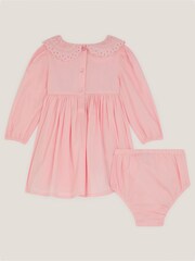 Monsoon Pink Baby Floral Smocked Dress & Briefs Set - Image 2 of 3