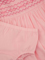 Monsoon Pink Baby Floral Smocked Dress & Briefs Set - Image 3 of 3