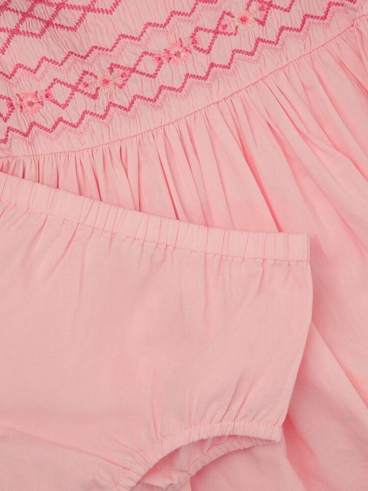 Monsoon Pink Baby Floral Smocked Dress & Briefs Set - Image 3 of 3 Monsoon Pink Baby Floral Smocked Dress & Briefs Set - Image 3 of 3