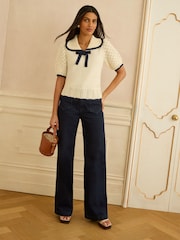 Love & Roses Ivory Bow Detail Sailor Collar Knitted Jumper - Image 3 of 4