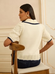 Love & Roses Ivory Bow Detail Sailor Collar Knitted Jumper - Image 4 of 4