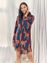 Chelsea Peers Red Maternity Tiger Stripe Print Nightshirt - Image 1 of 5