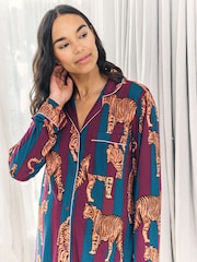 Chelsea Peers Red Maternity Tiger Stripe Print Nightshirt - Image 2 of 5