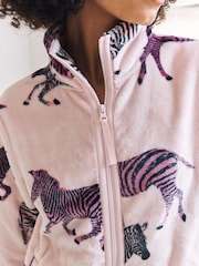 Chelsea Peers Pink Fleece Zebra Print Sweatshirt & Joggers Co-ord - Image 3 of 6