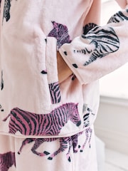 Chelsea Peers Pink Fleece Zebra Print Sweatshirt & Joggers Co-ord - Image 4 of 6