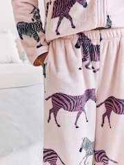 Chelsea Peers Pink Fleece Zebra Print Sweatshirt & Joggers Co-ord - Image 5 of 6