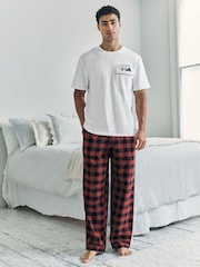Chelsea Peers Blue After Hours Elephant Print Long Checkerboard Pyjamas Set - Image 1 of 6