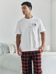 Chelsea Peers Blue After Hours Elephant Print Long Checkerboard Pyjamas Set - Image 2 of 6